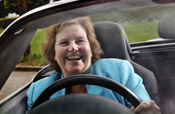 Professor Dame Ann Dowling DBE FRS FREng in her car in Cambridge, UK - August 2012